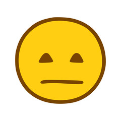 Sad face emoticon in hand drawn style