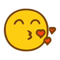 Kissing emoticon in hand drawn style