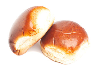 fresh baked wheat buns isolated on white