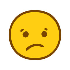 Sad face emoticon in hand drawn style