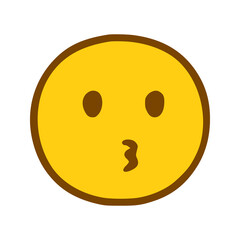 Kissing emoticon in hand drawn style