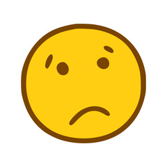 Sad face emoticon in hand drawn style