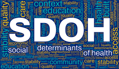 SDOH - social determinants of health - vector word cloud - obrazy, fototapety, plakaty
