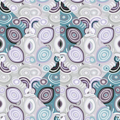 Decorative abstract mosaic ornament. Kaleidoscope seamless pattern. Hand drawn circle shapes wallpaper.