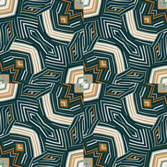 Geometric lines wallpaper. Abstract ethnic tile. Tribal mosaic seamless pattern.