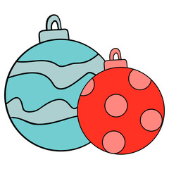Christmas toy balls illustration. Hand-drawn illustration. 