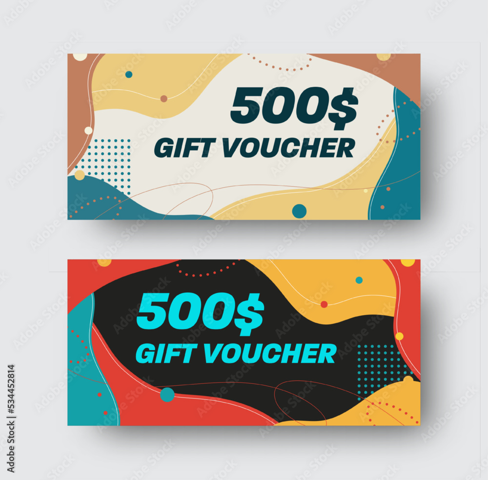 Poster vector gift card template with abstract colorful design.
