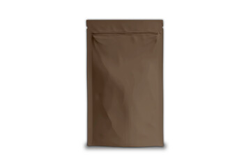 Foil coffee bag mockup isolated on white background. 3d rendering.