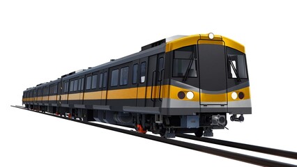Obraz premium 3d model of a subway train on a white isolated background. 3d rendering
