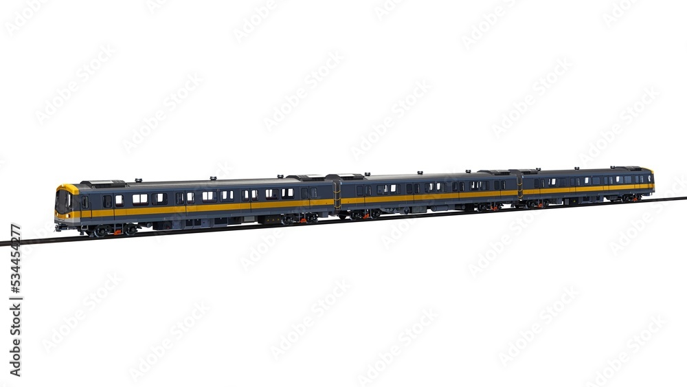 Poster 3d model of a subway train on a white isolated background. 3d rendering
