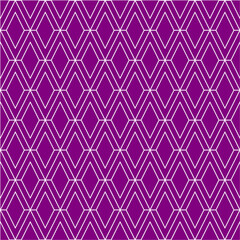 Purple v alphabet letter repeating pattern background vector. Diamond fabric, rhombus, thin diagonal lines, valentine card, wall ceramic tiles, zigzag chevron seamless pattern.