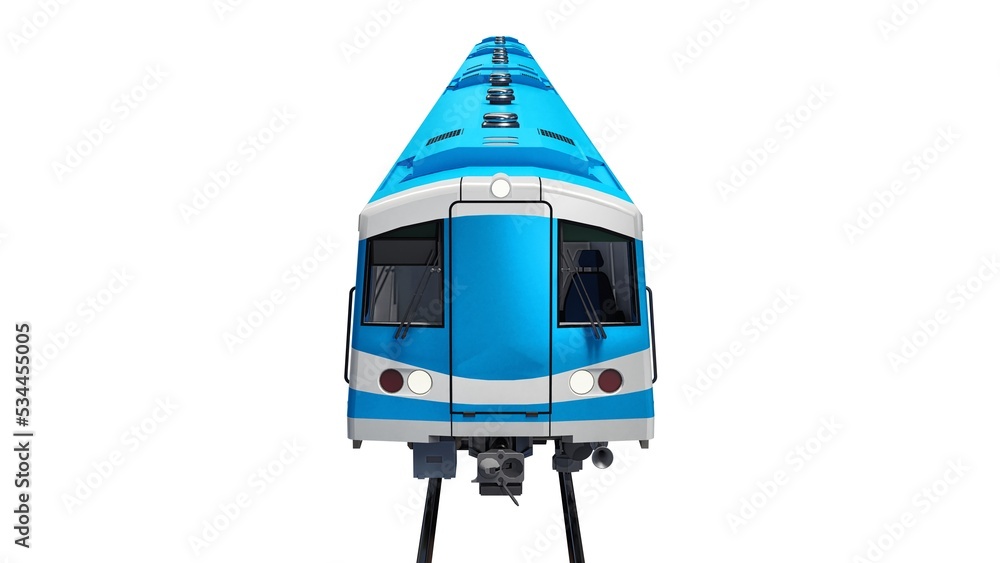 Poster 3d model of a subway train on a white isolated background. 3d rendering