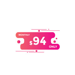 Fototapeta premium 94 dollar price tag. Price $94 USD dollar only Sticker sale promotion Design. shop now button for Business or shopping promotion 