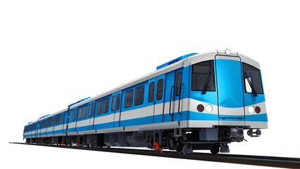 Fototapeta premium 3d model of a subway train on a white isolated background. 3d rendering