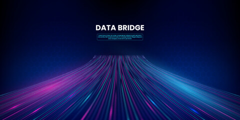 Data bridge digital technology background, Big data and Artificial intelligence network concept visualization