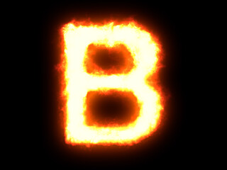Symbol made of fire. High res on black background. Letter B