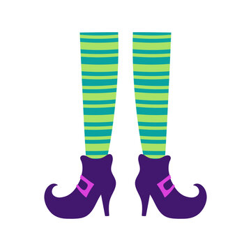 cartoon vector illustration with cute witch legs