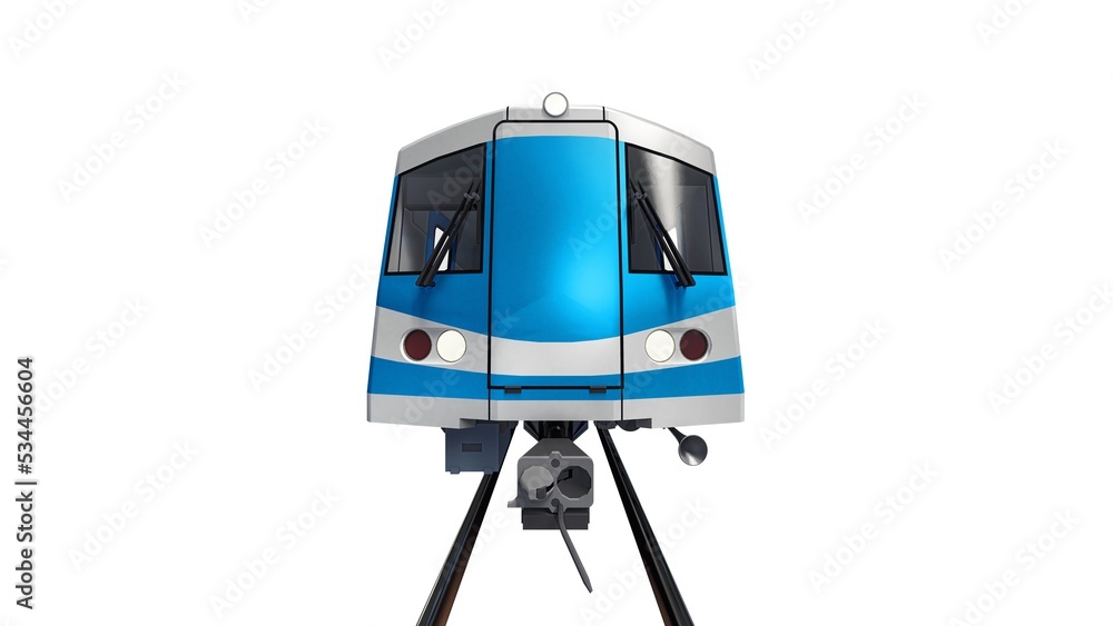 Poster 3d model of a subway train on a white isolated background. 3d rendering