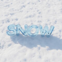 Christhas winter holiday background with word SNOW on the snow in the sunlight (3D rendering)