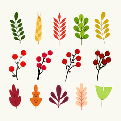 Thanksgiving elements with leaf different shape.