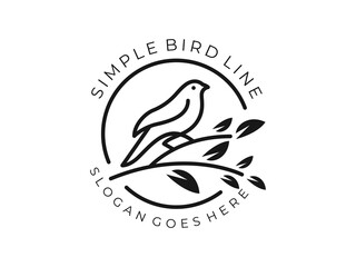 natural branch bird logo template simple minimalist outline illustration