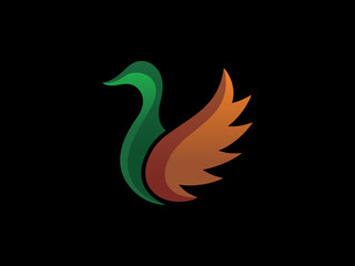 Fly Duck Premium Gradient Logo Illustration