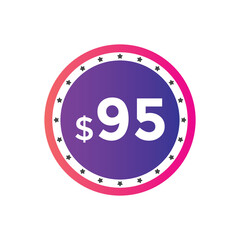 Obraz premium 95 dollar price tag. Price $95 USD dollar only Sticker sale promotion Design. shop now button for Business or shopping promotion 