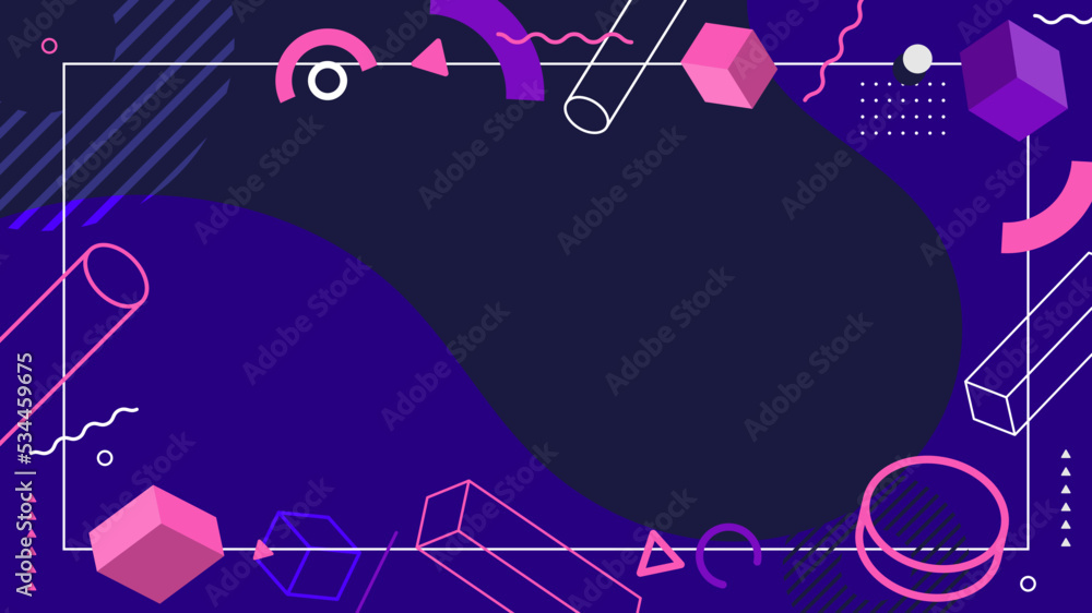 Poster abstract background flat design geometric elements pattern with white frame retro style
