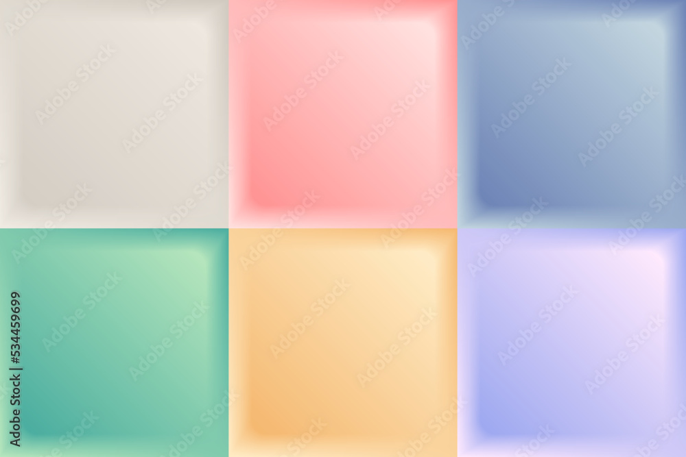 Poster set of pastel colors squares embossed shapes minimal background and texture