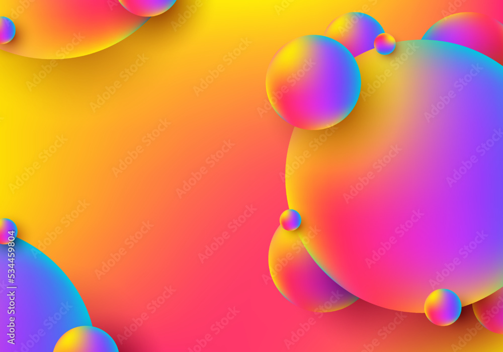 Aufkleber 3d circles shapes vibrant colors overlapping layered on colorful background