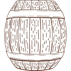 Деревянный бочонок, значок бочки. Контур пивной бочки. Символ бара, иллюстрация логотипа.