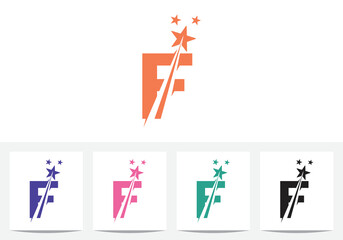 Modern Letter F With Star Abstract Logo And Icon Design Template In Vector