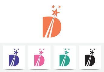 Letter D And Star Logo Design Template And Icon Design
