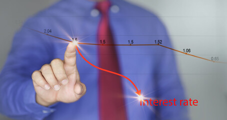 Interest rate reduction. .Bank announces interest rate cut. Low interest rates.