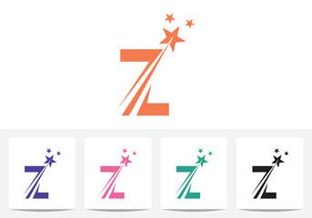Star On Letter Z Logo Design And Icon