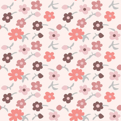 Japanese Cute Flower Fall Vector Seamless Pattern