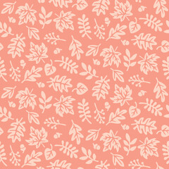 Japanese Cute Wild Leaf Vector Seamless Pattern
