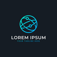 Futuristic Artificial Intelligence Circle Lines Dot Connect for Technology Software Icon Logo Vector Template