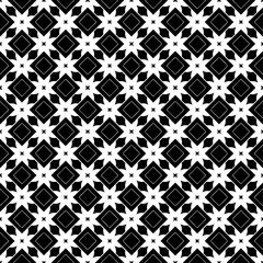 Black and white seamless abstract pattern. Background and backdrop. Grayscale ornamental design. Mosaic ornaments. Vector graphic illustration. EPS10.