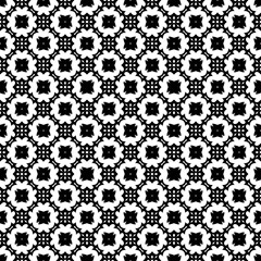 Black and white seamless abstract pattern. Background and backdrop. Grayscale ornamental design. Mosaic ornaments. Vector graphic illustration. EPS10.