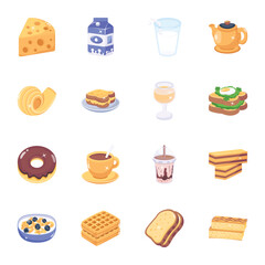 Pack of Breakfast Flat Icons 

