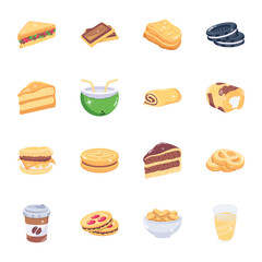 Sweets and Fast Food Flat Icons 

