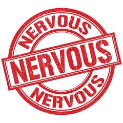 NERVOUS written word on red stamp sign