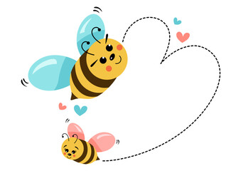 Happy couple bees forming a heart
