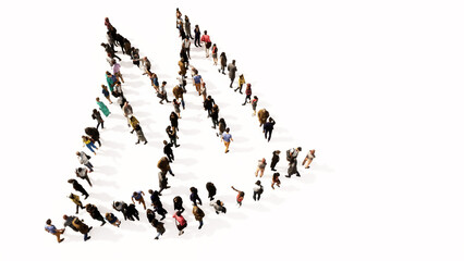 Concept or conceptual large community of people as the image of two yachts on white background. A 3d illustration metaphor for nautical sport, competition, travel, adventure, recreation and lifestyle