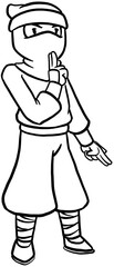 cartoon japanese ninja character for coloring book