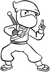 cartoon japanese ninja character for coloring book