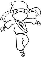 cartoon japanese ninja character for coloring book