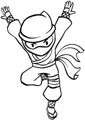 cartoon japanese ninja character for coloring book