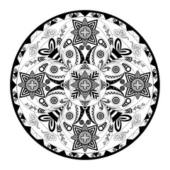 illustration of Mandala art, Tibetan Buddhist Mandala, Decorative round ornament, Isolated on white background. Arabic, Indian, ottoman motifs, Colorful Mandala Art, pictures for meditation